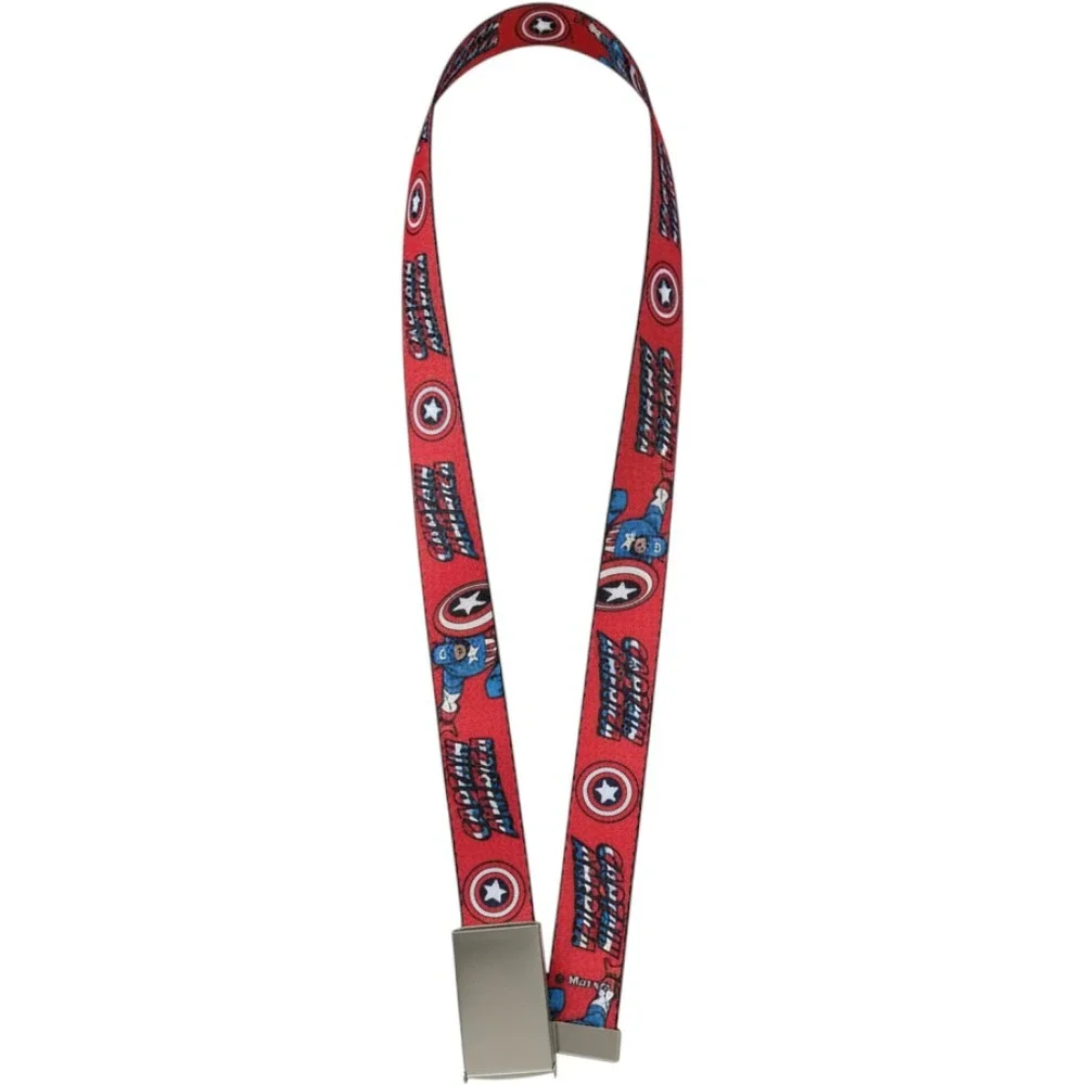Marvel Captain America Buckle-Down Web Belt Red Graphic Shield Mens One Size NEW